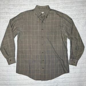 Viyella Tan and Yellow Men's Plaid Button Up